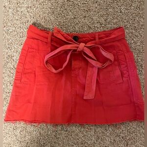 BDG URBAN OUTFITTERS RED DENIM SKIRT WITH TIE FRONT BELT